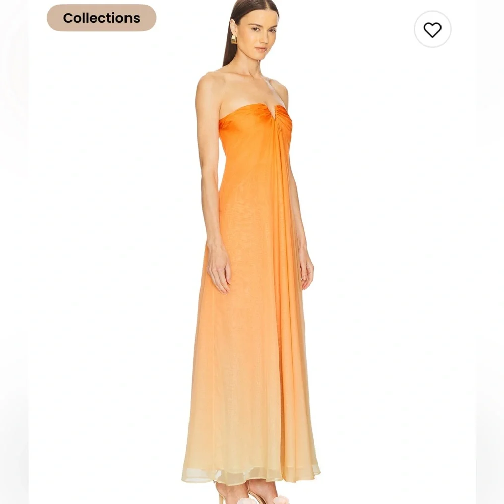 Cult Gaia Janelle Grown Elegant Orange Strapless Evening Gown - Picture 4 of 6